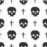 Skull seamless pattern, hand drawn sketch vector illustration