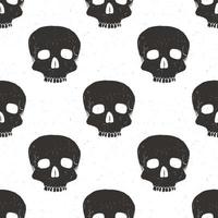 Skull seamless pattern, hand drawn sketch vector illustration