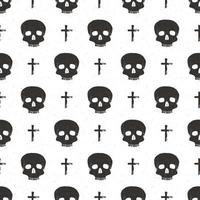 Skull seamless pattern, hand drawn sketch vector illustration