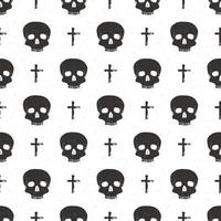 Skull seamless pattern, hand drawn sketch vector illustration