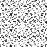 Pi symbol seamless pattern vector illustration. Hand drawn sketched Grunge mathematical signs and formulas, Vector illustration