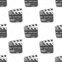 Clapperboard seamless pattern, vintage handdrawn sketch, retro movie industry, vector illustration