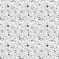 Love and Valentine Day seamless pattern vector illustration. Hand drawn sketched doodle romantic symbols background
