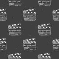 Clapperboard seamless pattern, vintage handdrawn sketch, retro movie industry, vector illustration