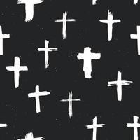 Cruz símbolos de patrones sin fisuras grunge cruces cristianas dibujadas a mano, iconos de signos religiosos, crucifijo símbolo ilustración vectorial vector