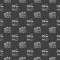 Clapperboard seamless pattern, vintage handdrawn sketch, retro movie industry, vector illustration