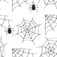 Spider web seamless pattern vector illustration. Hand drawn sketched web background