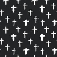 Cross symbols seamless pattern grunge hand drawn Christian crosses, religious signs icons, crucifix symbol vector illustration