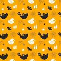 Halloween seamless pattern. Hand drawn sketched background, party invitation or holiday banner design vector illustration