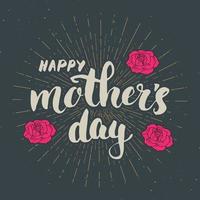 Happy Mother's Day Hand lettering. Calligraphic sign with flowers. Holiday greeting card design vector illustration