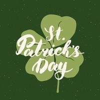 Happy St Patrick's Day Vintage greeting card Hand lettering on beer cup silhouette, Irish holiday grunge textured retro design vector illustration