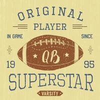 T-shirt design, Football quarterback superstar typography graphics, vector illustration