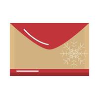 sobre de correo de feliz navidad con icono plano de dibujos animados de decoración de copo de nieve vector