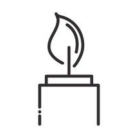 burning candle flame element line icon style vector