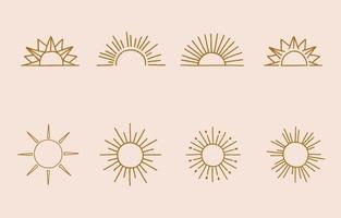 Collection of line design with sun