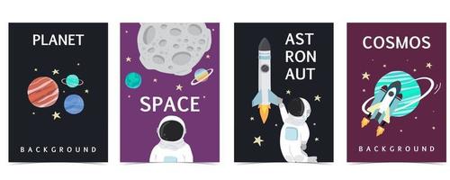 Collection of space background set with astronaut vector
