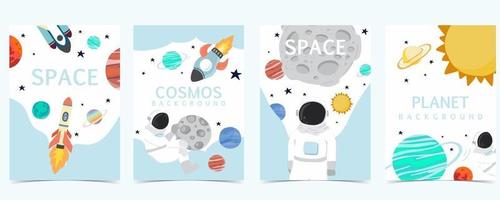 Collection of space background set with astronaut vector