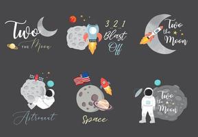 Collection of space object set with astronaut vector