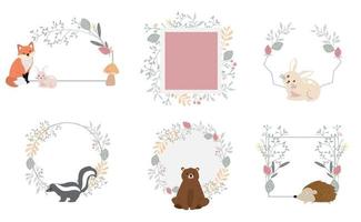 Nature frame collection with leaf and flower vector