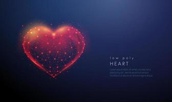 Abstract heart shape. Low poly style design vector