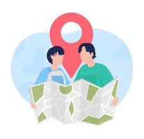 Planning trip with map flat concept vector illustration