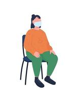 Patient in mask flat color vector faceless character