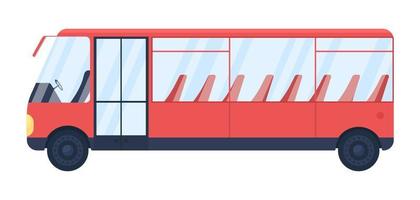 Red empty bus flat color vector object