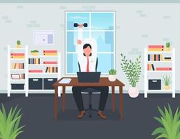 Desk workout flat color vector illustration