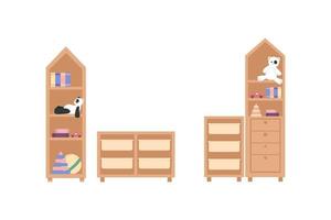 Nursery furniture flat color vector object set