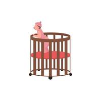 Baby in cradle flat color vector faceless character