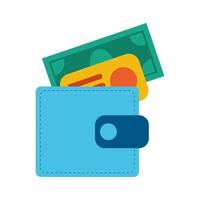 Monedero de dinero con factura y tarjeta de crédito.