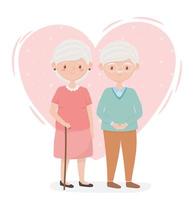 old people, cute couple grandparents, senior persons, family members cartoon characters vector