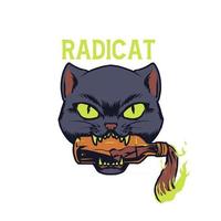 Radicat cat bite molotov illustration vector