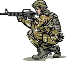 soldier in camouflage with a gun vector