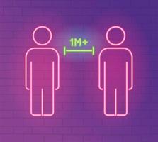 neon 2019 ncov outbreak pandemic, social distancing precaution vector