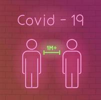 neon 2019 ncov outbreak pandemic, social distancing, people keeping distance for infection vector