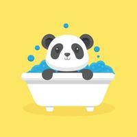 lindo panda tomar baño personaje de dibujos animados vector