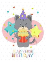 Lovely First Birthday Card Design vector