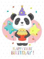 Lovely First Birthday Card Design vector