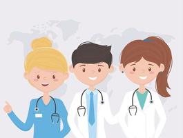 team professional world medical staff practitioner cartoon character vector