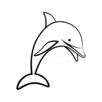 Line art vector illustration of a dolphin