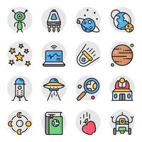 paquete de iconos planos alienígenas vector