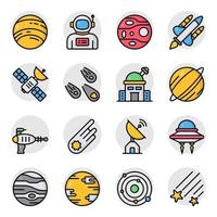 Pack of Falling Star Flat Icons vector
