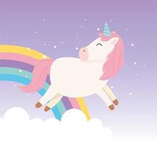 unicornios arcoíris cuento de hadas fantasía mágica dibujos animados lindo animal vector