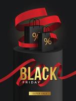 Black Friday Super Sale  Realistic black gifts boxes vector