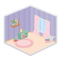 sweet home cushions bookcase frame window carpet isometric style vector