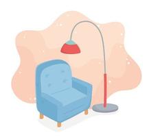 sweet home sofa with floor lamp decoration vector