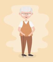 old people, senior man grandfather grandparent, mature person, cartoon character vector