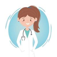 smling young female medical staff professional practitioner cartoon character vector