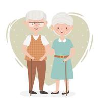 old people, cute couple grandparents, senior persons, family members cartoon characters vector